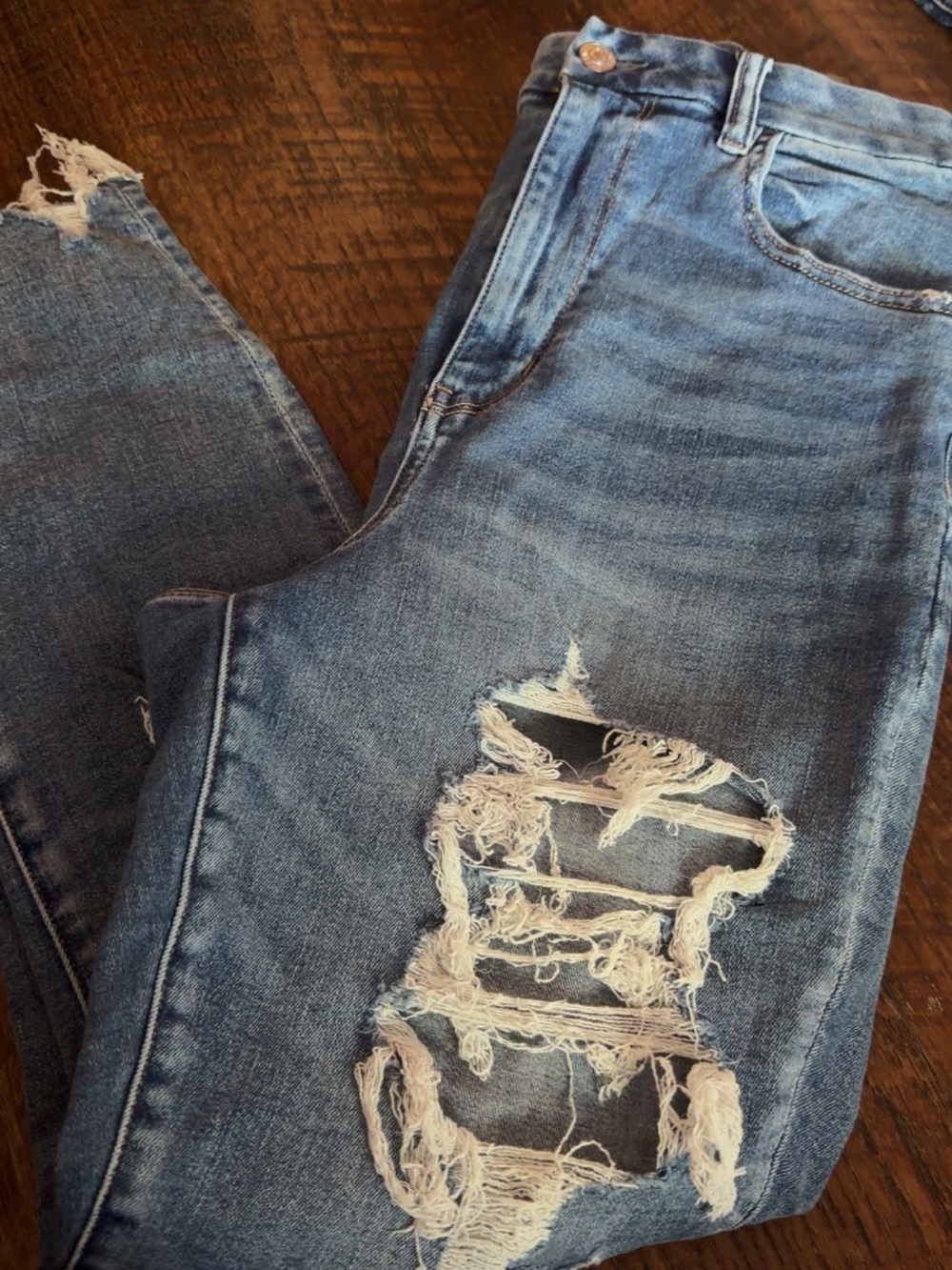 American Eagle Outfitters Distressed Blue Denim Jeggings